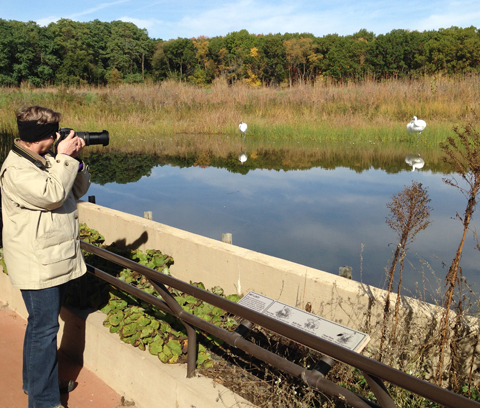 Photographing Whooping Cranes me and camera
