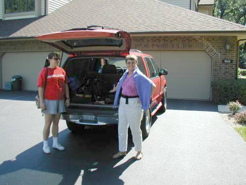Sue and Lynn outside our house as we prepared to leave
